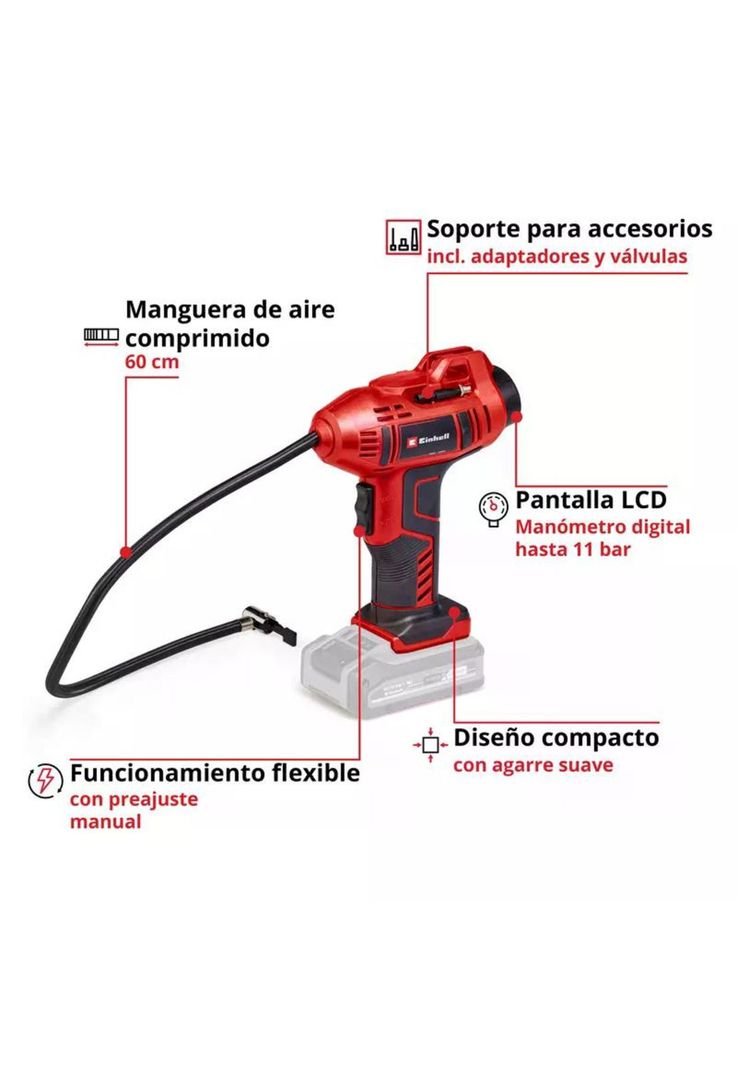 COMPRESOR INALAMBRICO EINHELL PARA VEHICULO CE-CC 18-LI SOLO-2