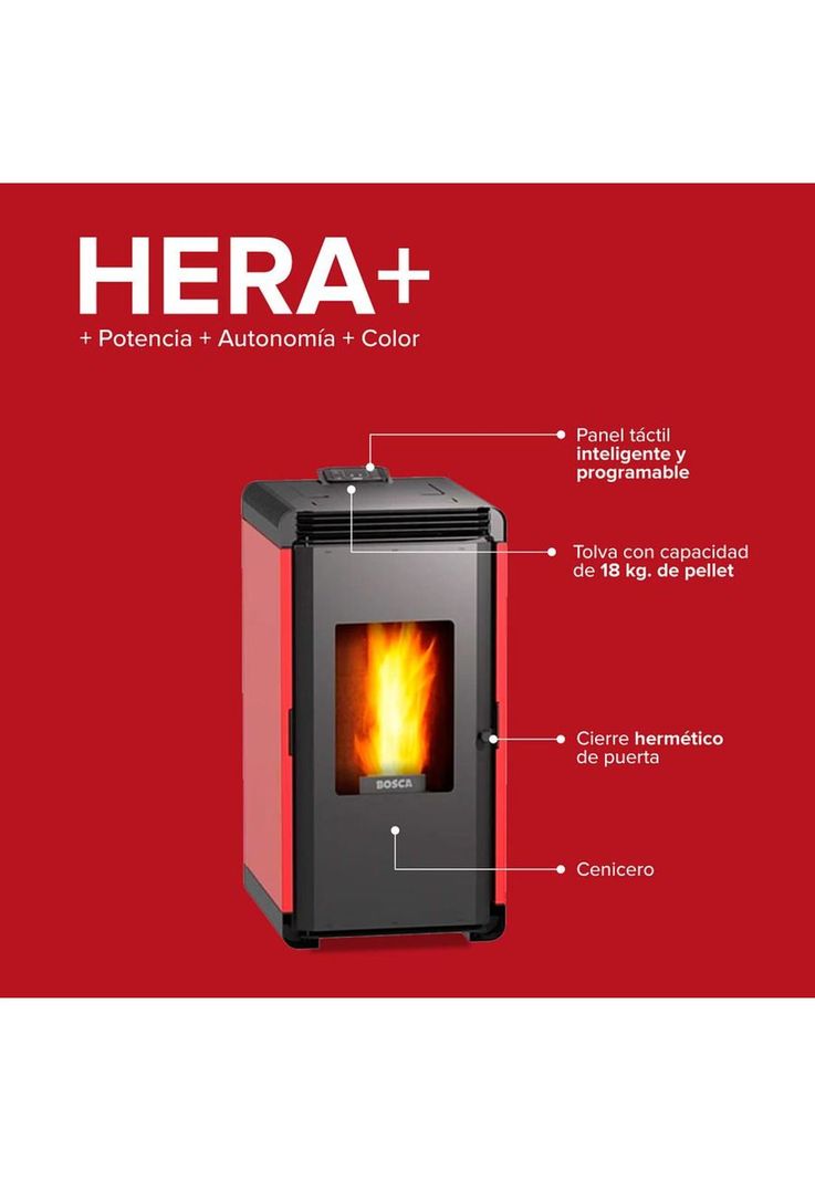 CALEFACTOR BOSCA A PELLET HERA ROJO-6