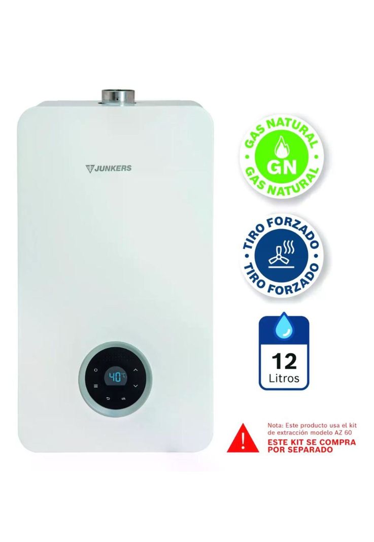 CALEFON JUNKER GAS NATURAL 12 LITROS TIRO FORZADO WTDE12-KME 23-3