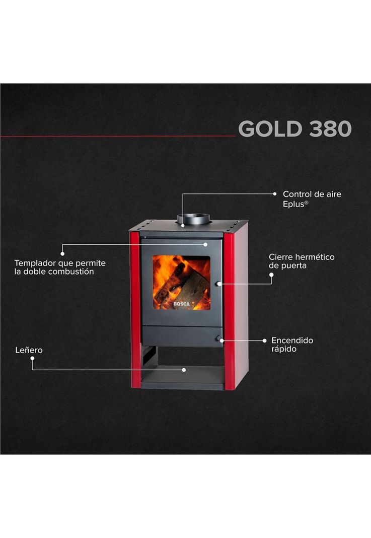 CALEFACTOR BOSCA A LEÑA GOLD 380 BURDEO-2