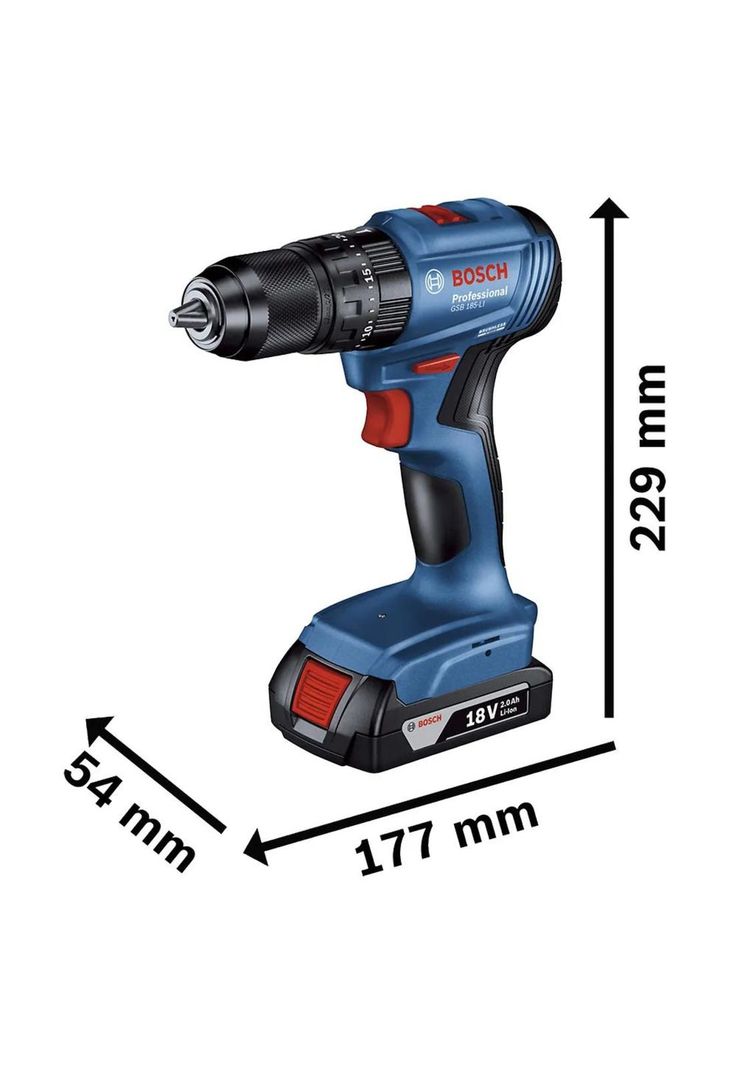 Taladro Percutor Bosch GSB 185 LI + 2 Bat 2.0 Ah + Carg 2.0 Ah + 23 Acc-1