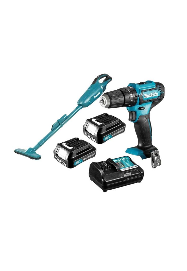 PACK MAKITA ASPIRADORA INALMBRICA +TALADRO PERCUTOR INALAM (HP333DWY)+BATERIA 12V 1.5 AH-0