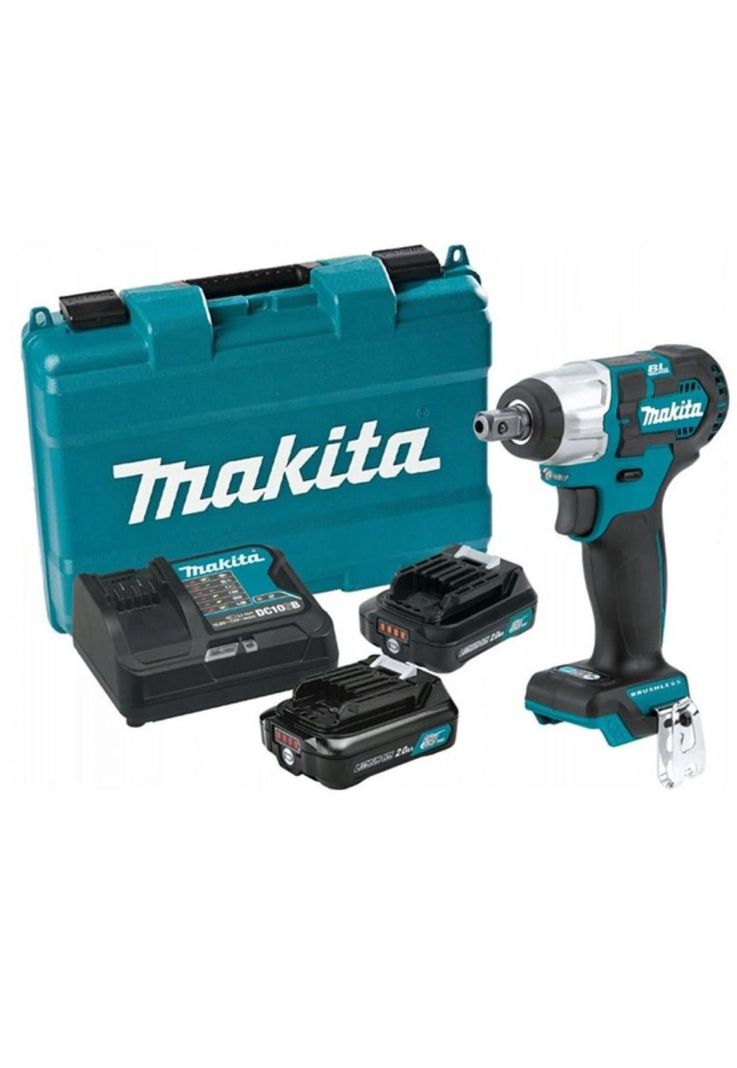 LLAVE IMPACTO 18V MAKITA TW160DWAE 3/8 12V CXT+2 BAT 2A+CARG Turquesa