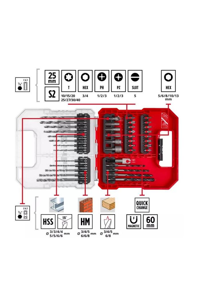 SET ACCESORIOS EINHELL L-CASE 40 PZ PUNTAS - DADOS-BR-0