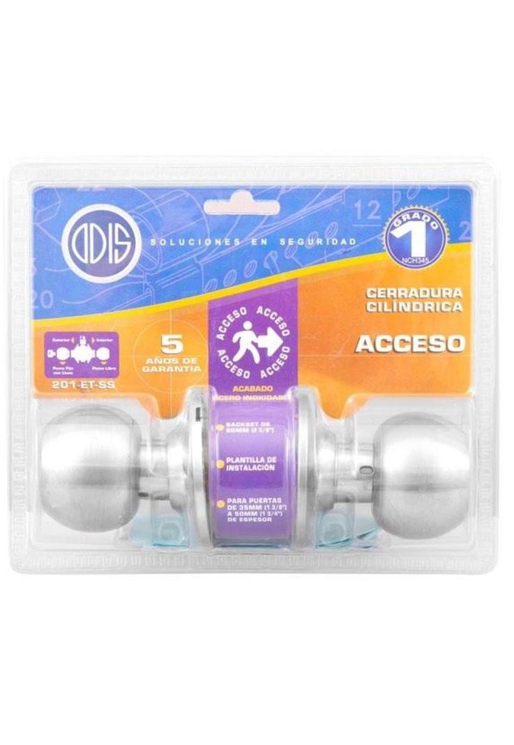CERRADURA CILINDRICA ODIS 201 ACCESO INOX (35-55)BLISTER-4