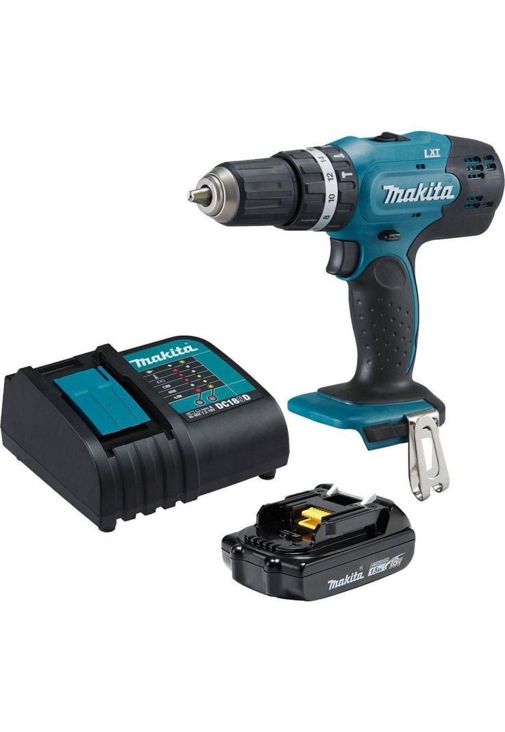 TALADRO PERCUTOR 13MM MAKITA DHP453 18V + BAT 1.5AH + CARG