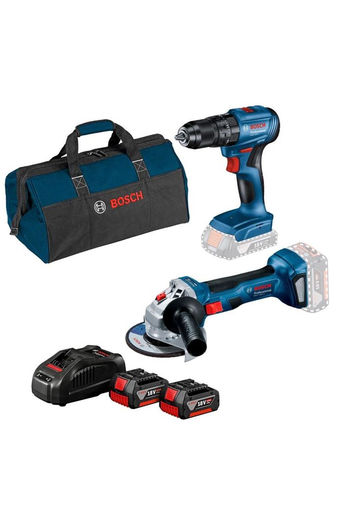 PACK BOSCH 18V TALA PER GSB 185 + ESMERIL 5 GWS | 2 BAT 4.0AH +CAR+BOLSO