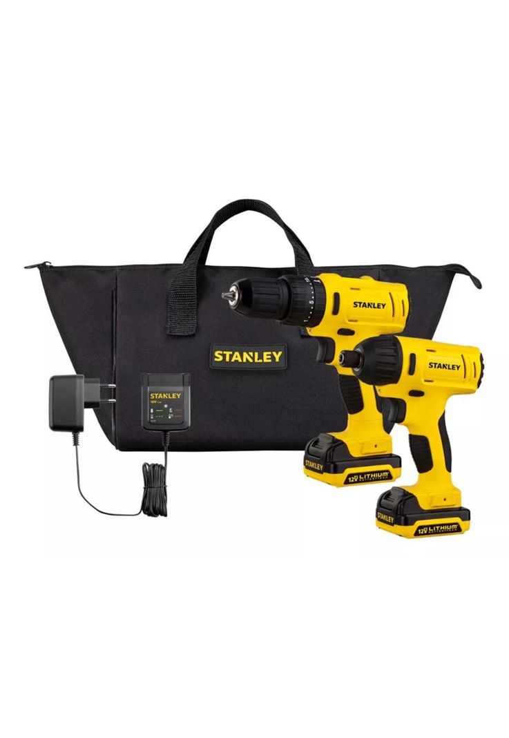 KIT 12V STANLEY SCHI121S2-B2 TALADRO 10MM+LLAVE IMPACTO +1B+C+BOLSO-0