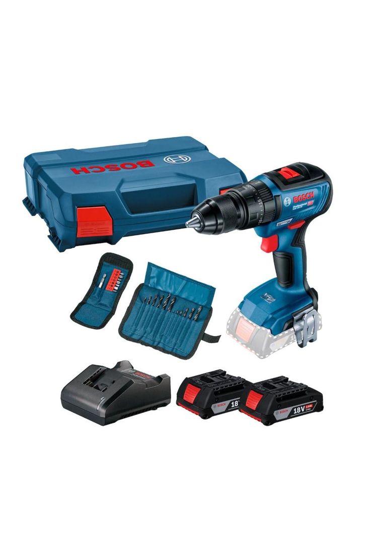 TALADRO BOSCH 13MM GSB 18V-50+2BAT 2.0 AH +CARG+MALETA+ACC-0