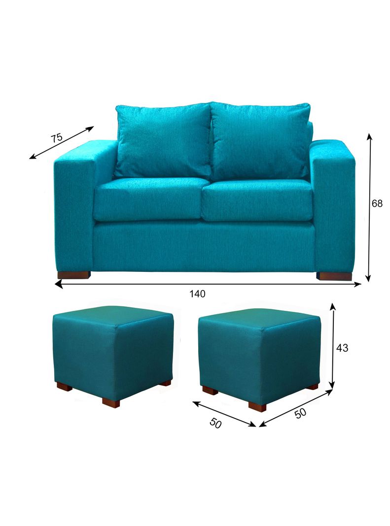 Sofa Cedric 2 Cuerpos + 2 Pouf Calipso-1