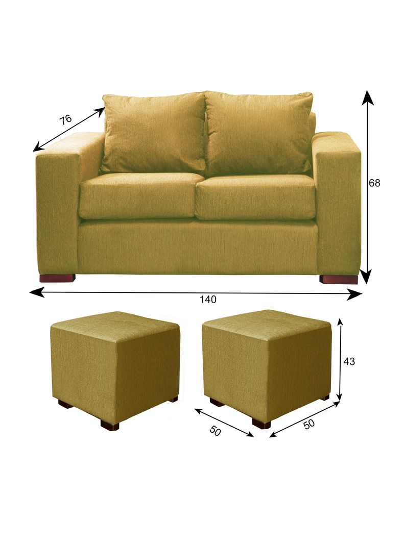Sofa Cedric 2 Cuerpos + 2 Pouf Beige-1