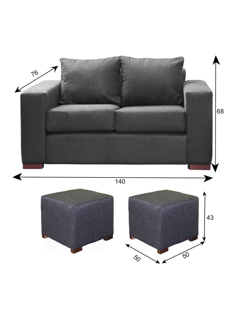 Sofa Cedric 2 Cuerpos + 2 Pouf Marengo-1