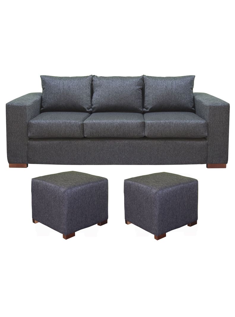 Sofa Cedric 3 Cuerpos + 2 Pouf Marengo-0