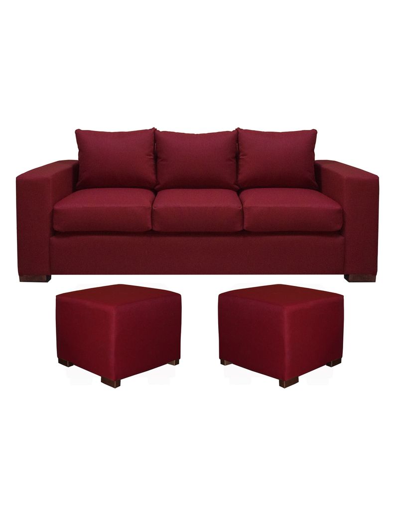 Sofa Cedric 3 Cuerpos + 2 Pouf Berry-0