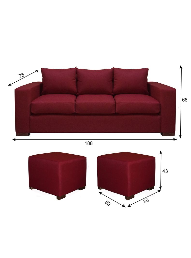 Sofa Cedric 3 Cuerpos + 2 Pouf Berry-2