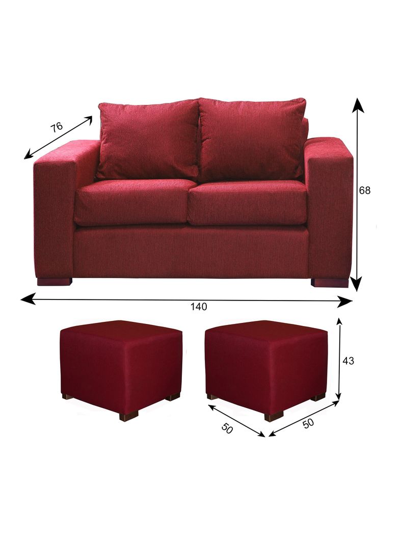Sofa Cedric 2 Cuerpos + 2 Pouf Berry-1
