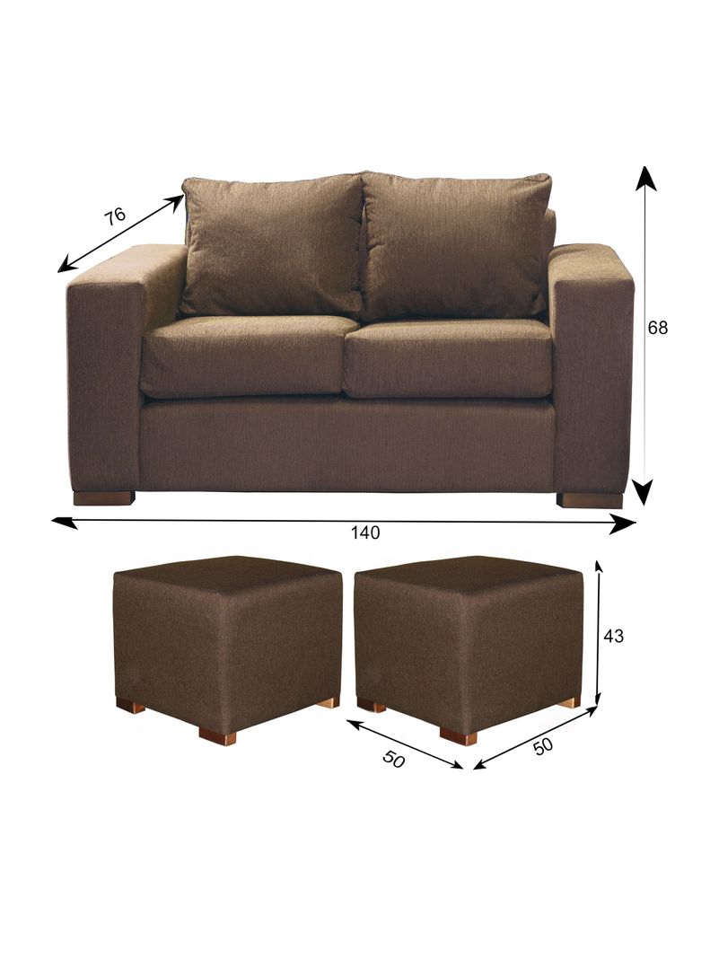 Sofa Cedric 2 Cuerpos + 2 Pouf Brown-1