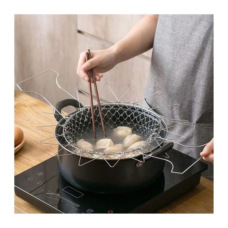Cesta Plegable Canasta Para Freir Colador Acero Inoxidable-1