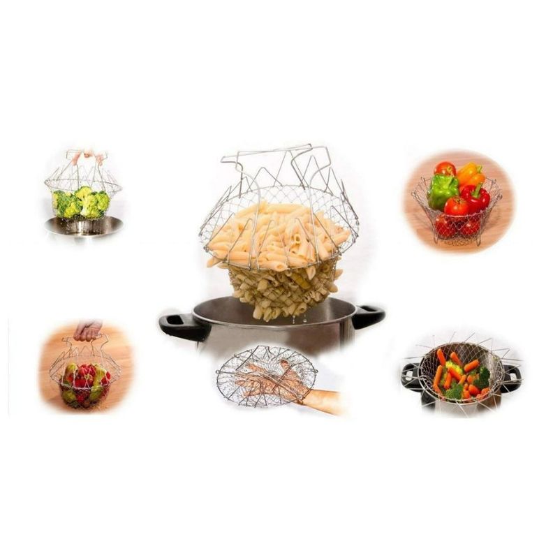Cesta Plegable Canasta Para Freir Colador Acero Inoxidable-3