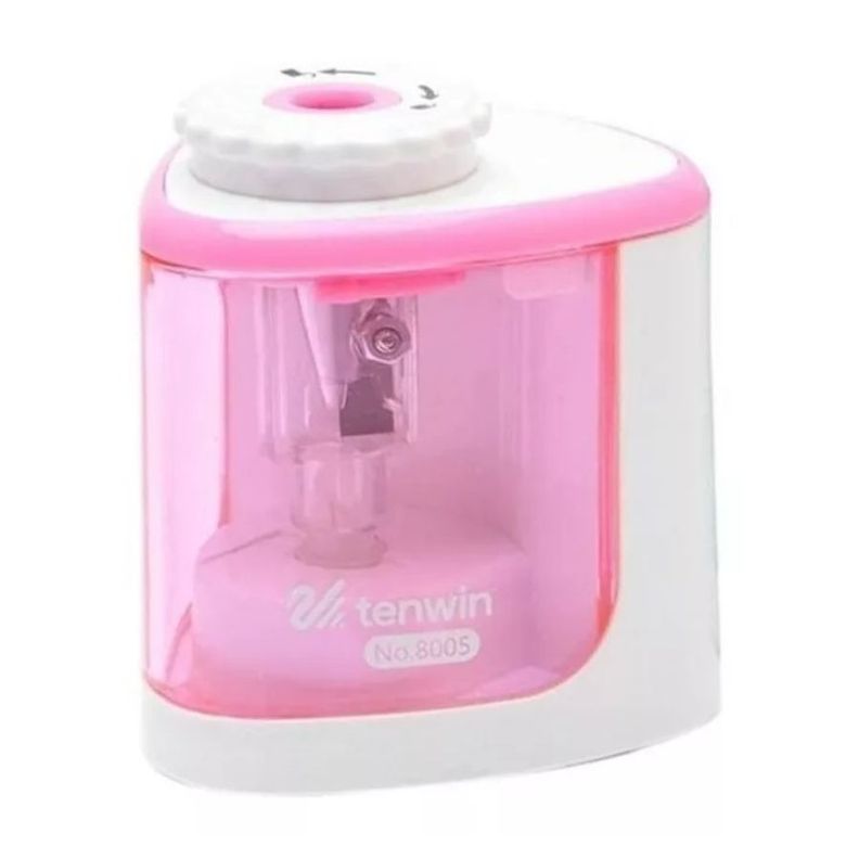 Sacapuntas Eléctrico Con Deposito Automático Con Pilas Rosa-0