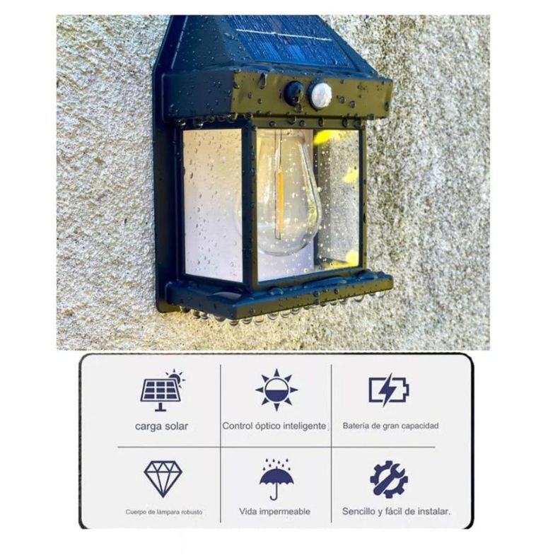 Aplique Lampara De Pared Solar Foco Con Sensor De Movimiento-1