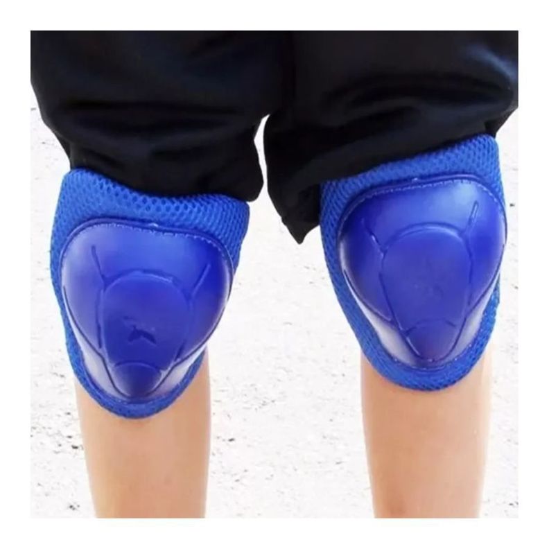 Set Codera Muñequera Rodillera  Protectores Bici Patines Color Azul-3
