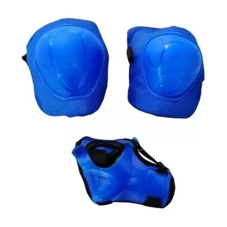 Set Codera Muñequera Rodillera  Protectores Bici Patines Color Azul-0