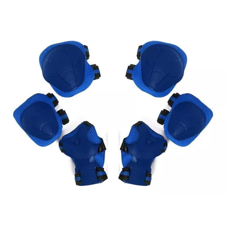 Set Codera Muñequera Rodillera  Protectores Bici Patines Color Azul-1
