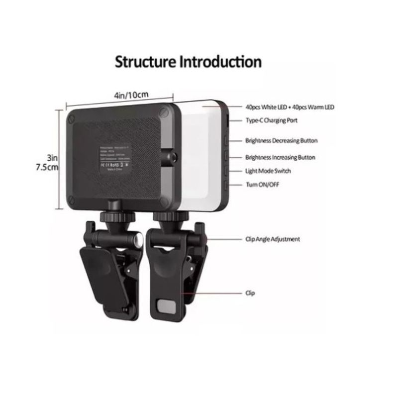 Luz Led Selfie Adaptable Portatil Celular Notebook iPhone Android-1
