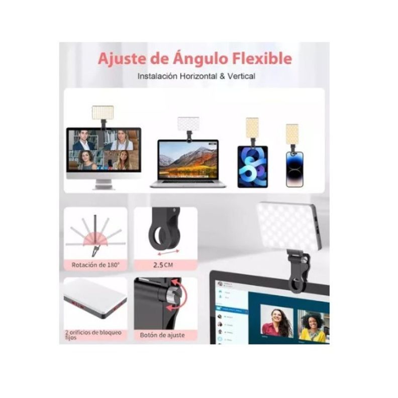 Luz Led Selfie Adaptable Portatil Celular Notebook iPhone Android-3