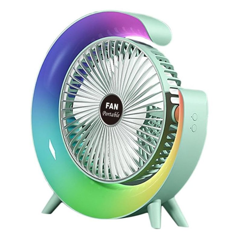 Ventilador De Escritorio Rgb Multicolor Lampara Portátil Usb-0