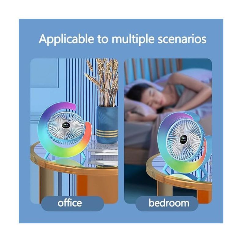 Ventilador De Escritorio Rgb Multicolor Lampara Portátil Usb-1