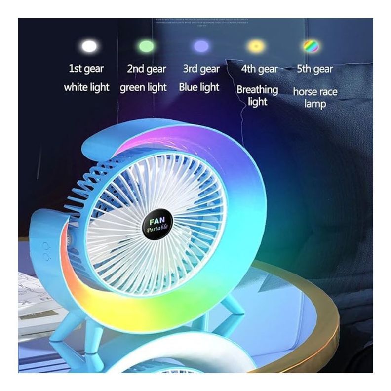 Ventilador De Escritorio Rgb Multicolor Lampara Portátil Usb-2