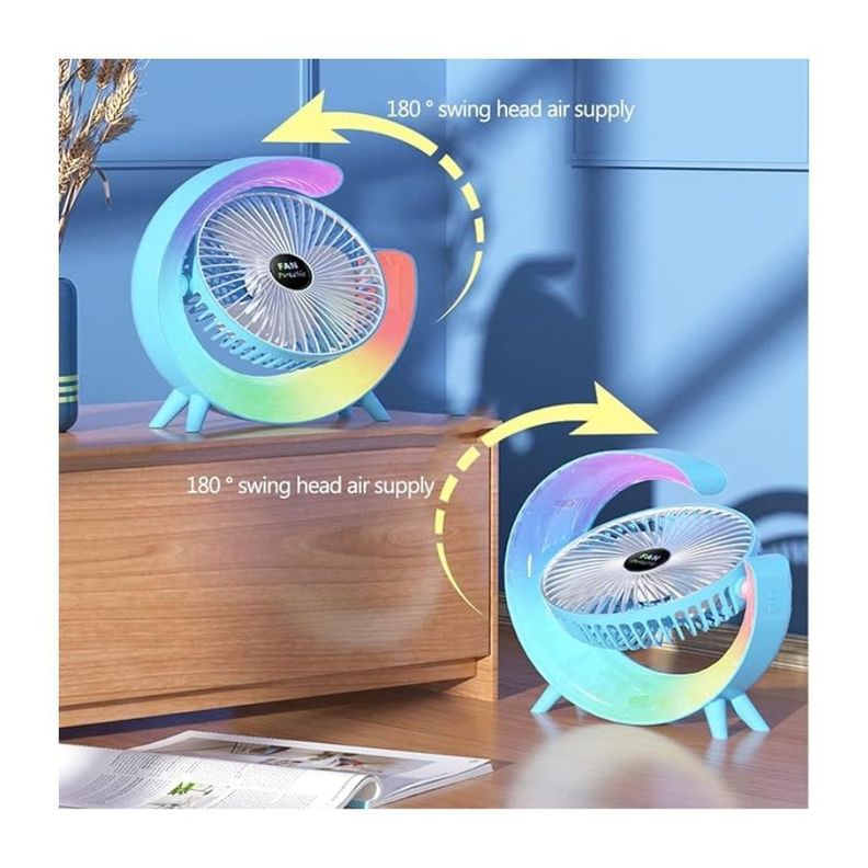 Ventilador De Escritorio Rgb Multicolor Lampara Portátil Usb-4