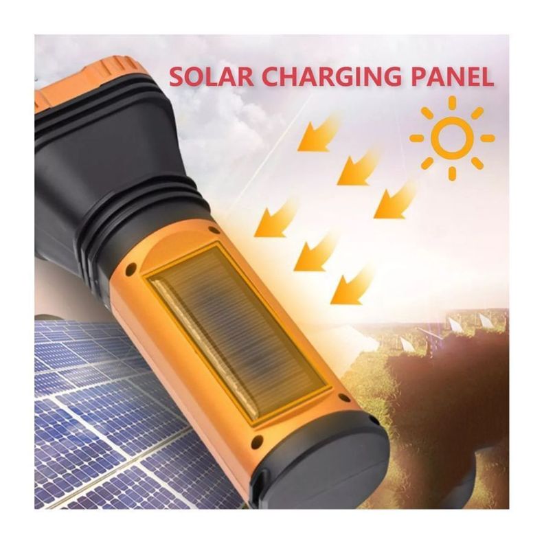 Linterna Solar Recargable Led Iluminacion Multifuncional Naranja -1