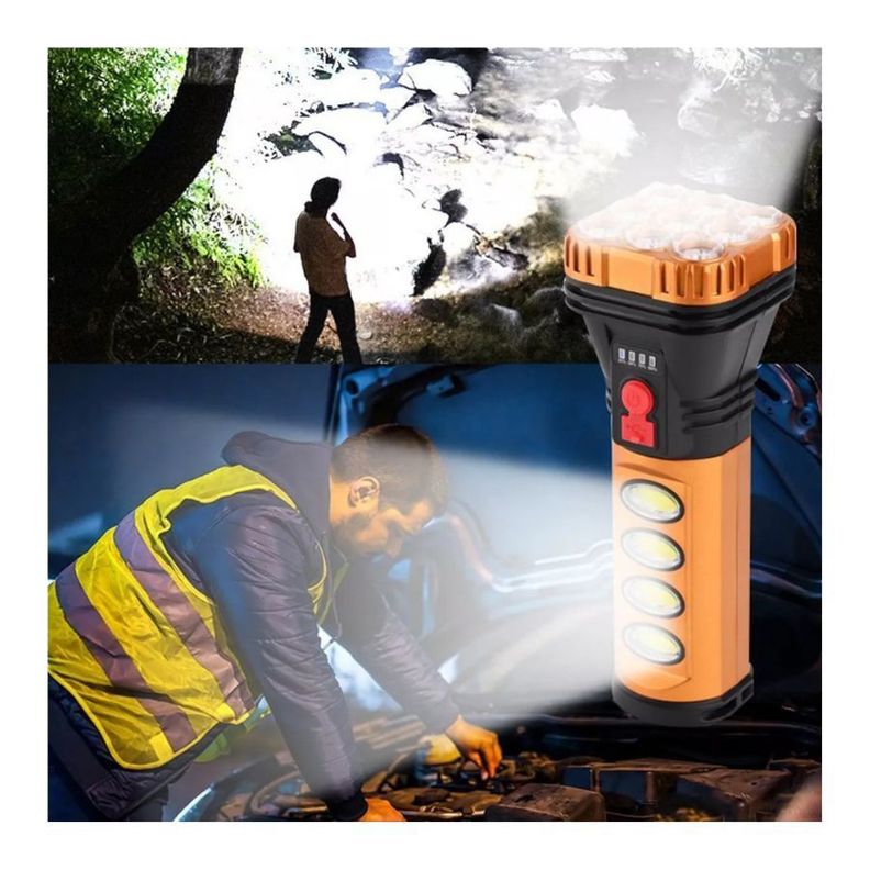 Linterna Solar Recargable Led Iluminacion Multifuncional Naranja -2