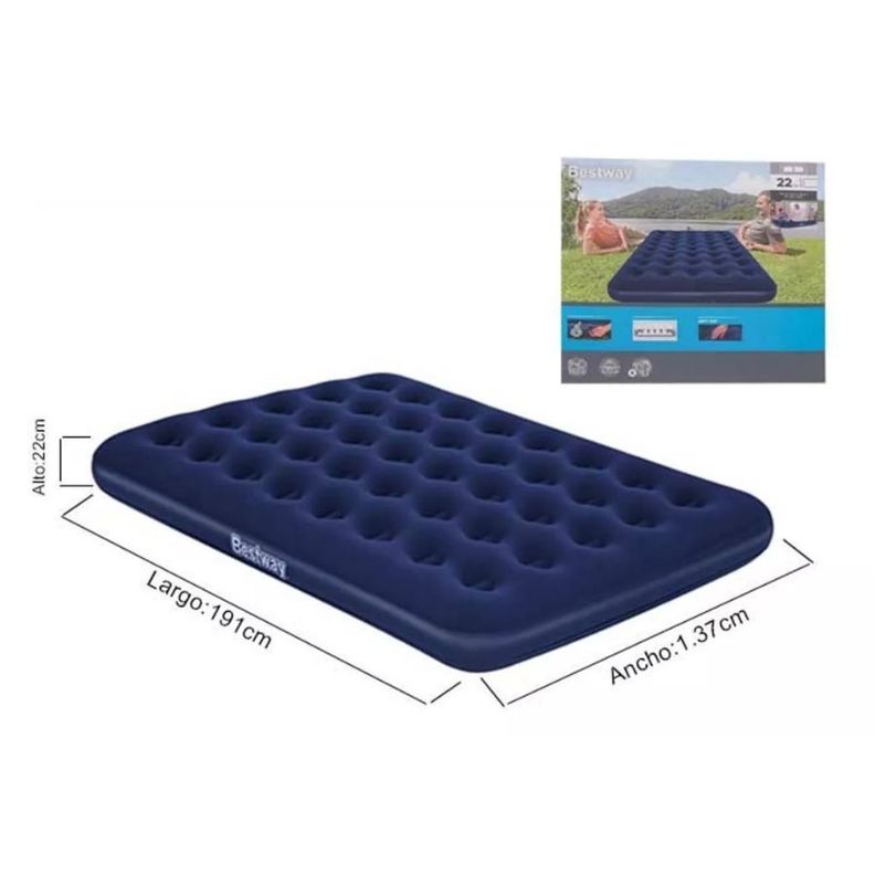 Colchón Inflable Bestway Doble De 191x137x22cm Azul-1