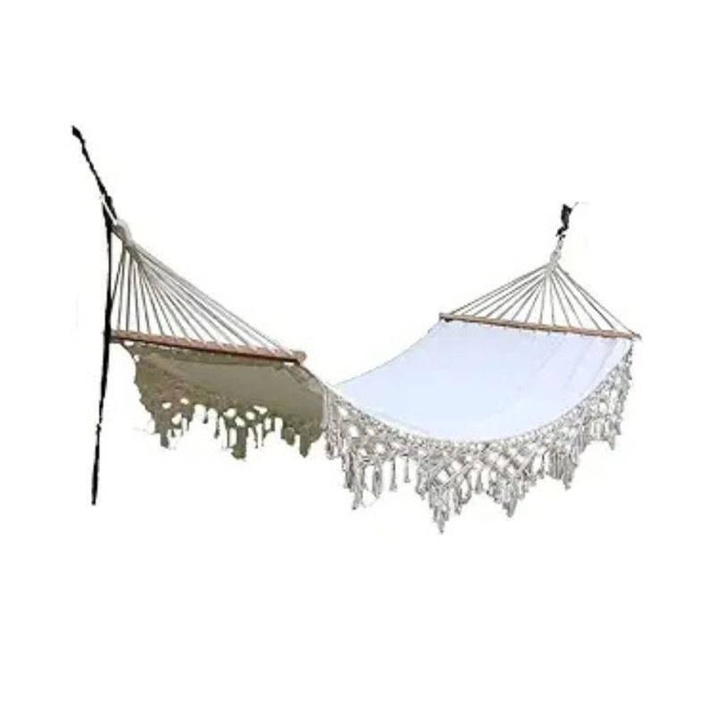 Hamaca Camping Colgante Tela Y Crochet-1