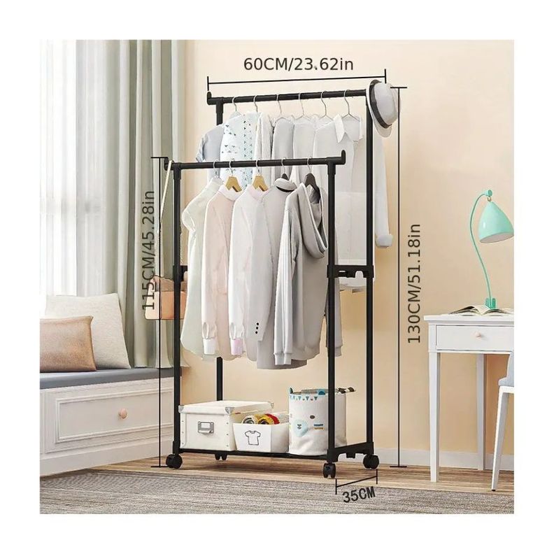 Colgador Ropa Metálico Closet Con Ruedas Perchero-1