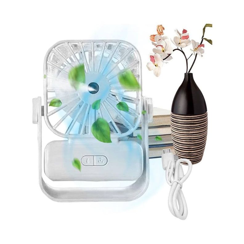 Mini Ventilador Portátil Personal Silencioso USB Recargable Blanco-3
