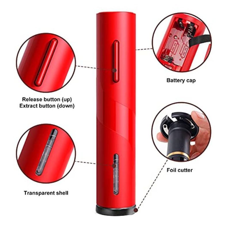 Destapador de Vinos Sacacorchos Recargable Rojo-3
