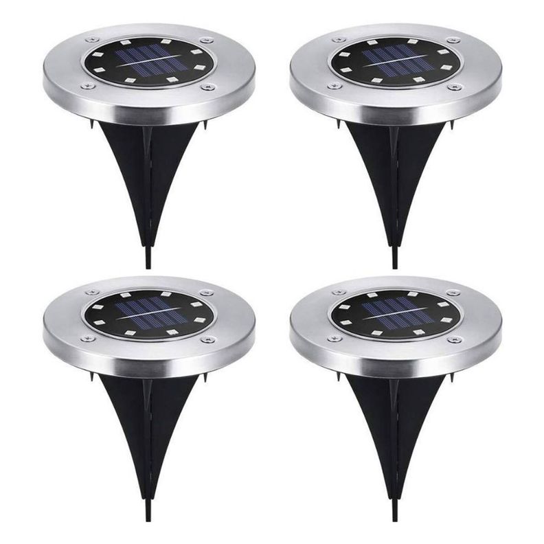 Set 4 Focos Led 8 Colores Carga Solar Para Jardín Con Estaca-0