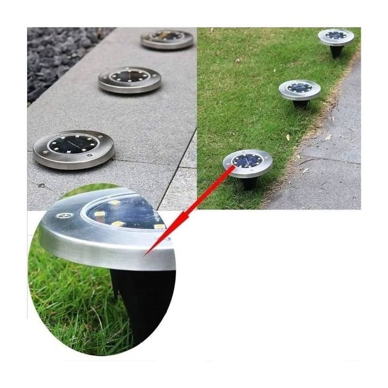 Set 4 Focos Led 8 Colores Carga Solar Para Jardín Con Estaca-3