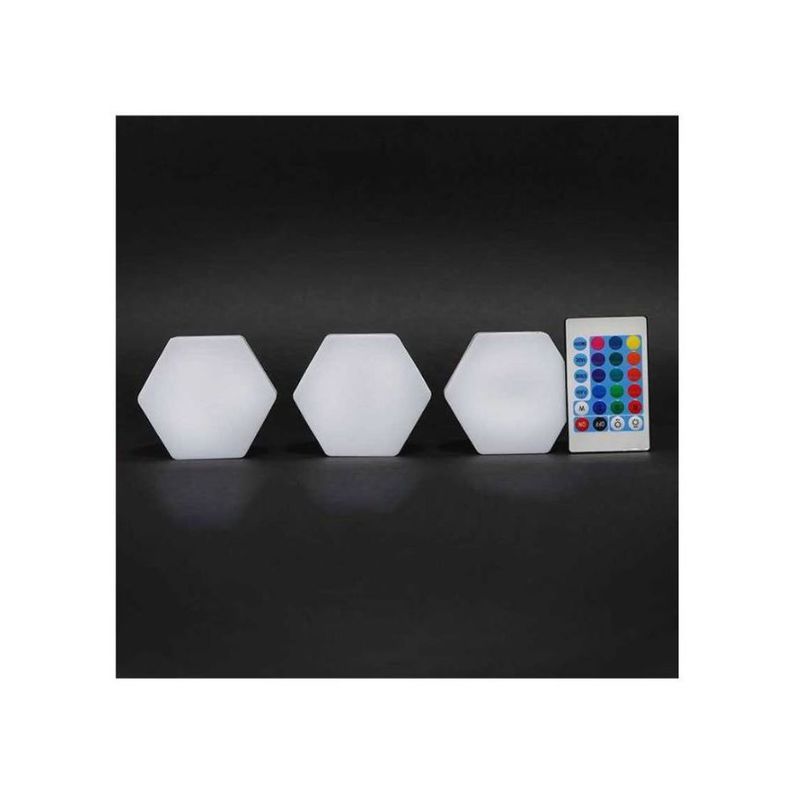 Set 3 Luces Lampara Led Hexagonales con Control Remoto-1