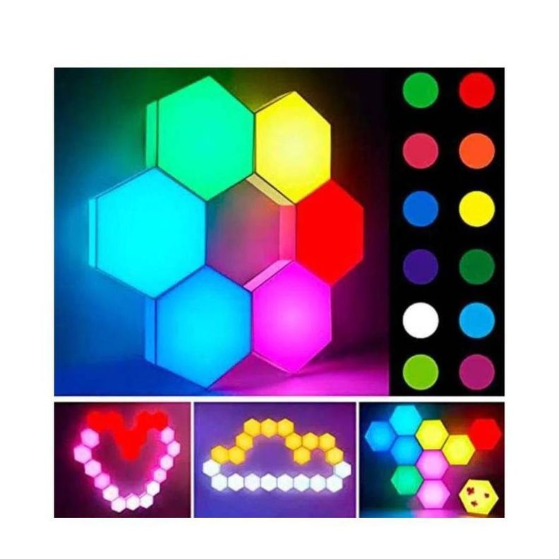 Set 3 Luces Lampara Led Hexagonales con Control Remoto-2