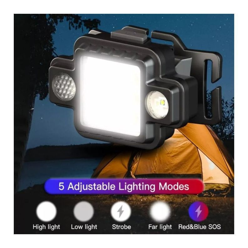 Linterna Lampara Led Frontal Minero Recargable Camping-4