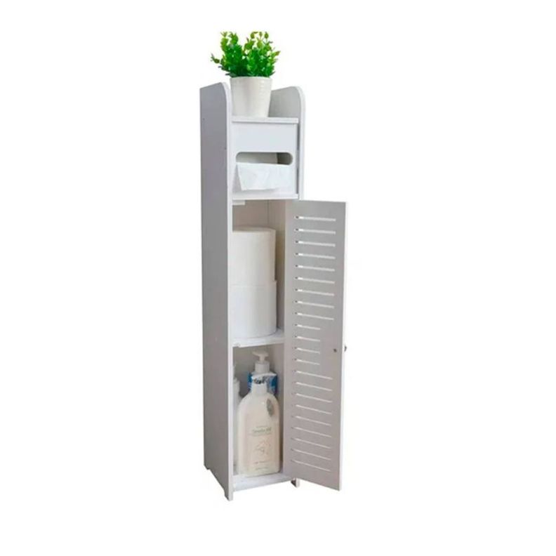 Estante De Baño Organizador Blanco 15x16x80cm-0