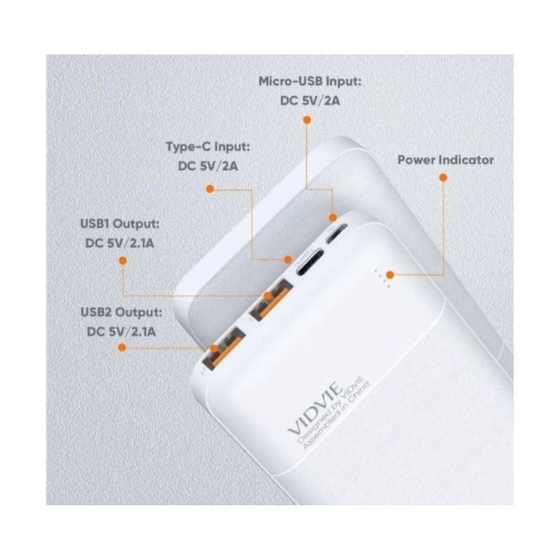 Power Bank 10000 Mah Bateria Externa Cables Incluidos Vidvie-3