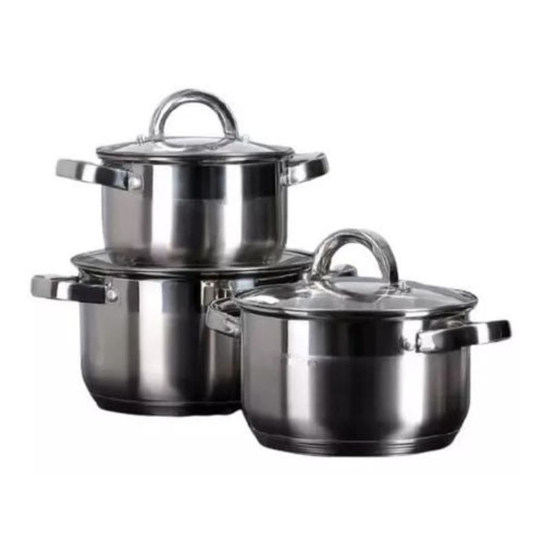 Set de 6 ollas baterias inoxidable 6PCS 22,24,26cm Alta calidad-0