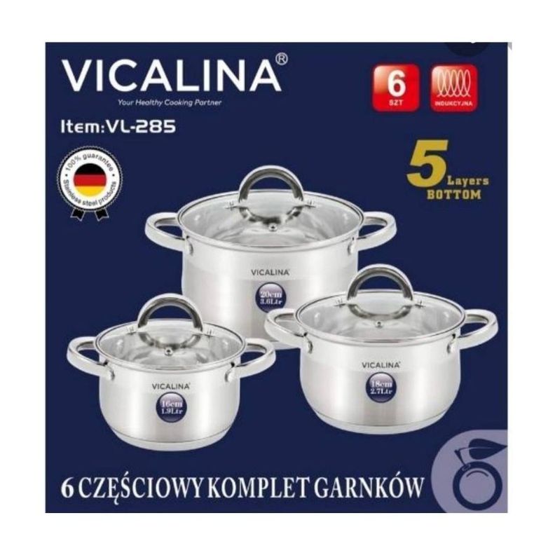Set de 6 ollas baterias inoxidable 6PCS 22,24,26cm Alta calidad-1